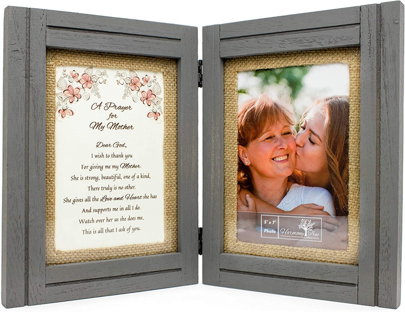Gift for Mom from Daughter or Son - "My Mom, My Friend" Poem - Double 5X7 Hinged Picture Frame - Birthday, Mothers Day, Christmas, Valentines Day, Mother of the Bride, Mother of the Groom Home & Garden > Decor > Picture Frames Harmony Tree Collections Gray_Prayer  