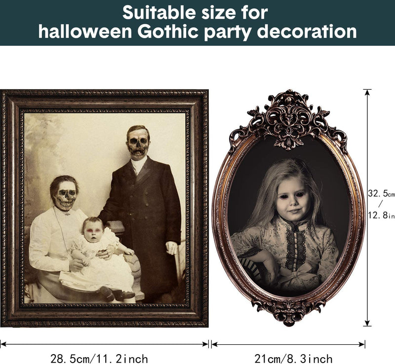 Halloween Decorations, 12 Pieces Laminated Halloween Gothic Decor Poster Frames Durable Haunted House Creepy Portraits Pictures Spooky Home Decor  DUAIAI   