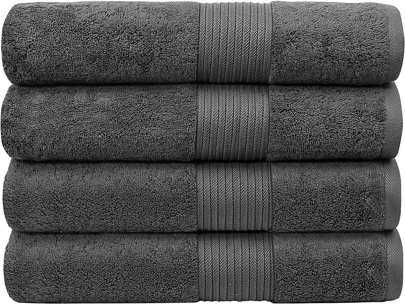Luxury Extra Large Oversized Bath Towels | Hotel Quality Towels | 650 GSM | Soft Combed Cotton Towels for Bathroom | Home Spa Bathroom Towels | Thick & Fluffy Bath Sheets | Dark Grey - 4 Pack Home & Garden > Linens & Bedding > Towels Bumble Towels Dark Grey 34" x 56" 4 Pack 