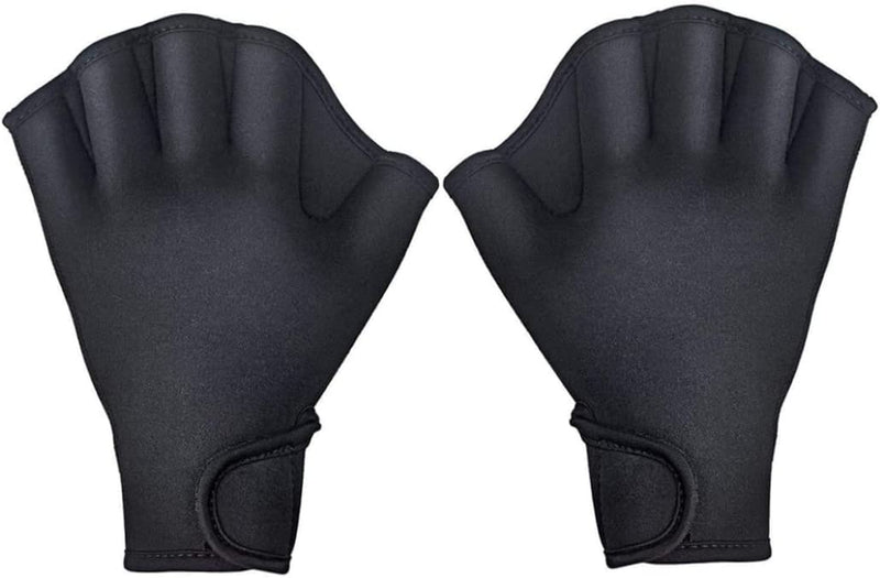 Aquatic Gloves Swimming Training Webbed Swim Gloves for Men Women Adult Children Aquatic Fitness Water Resistance Training Black S.