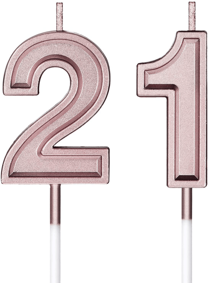 21st Birthday Candles Cake Numeral Candles Happy Birthday Cake Candles Topper Decoration for Birthday Wedding Anniversary Celebration Favor (Black) Home & Garden > Decor > Home Fragrances > Candles Syhood Rose Gold  