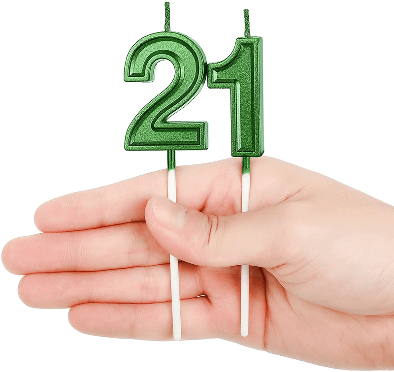 21st Birthday Candles Cake Numeral Candles Happy Birthday Cake Candles Topper Decoration for Birthday Wedding Anniversary Celebration Favor (Green) Home & Garden > Decor > Home Fragrances > Candles Syhood   
