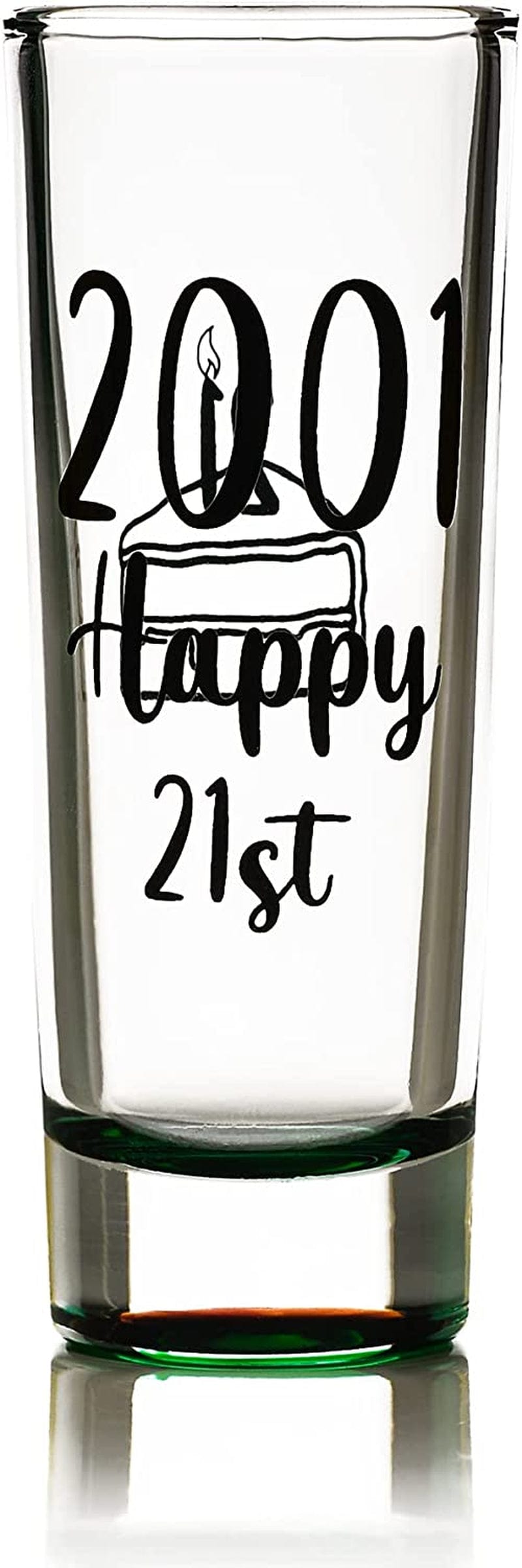 21St Birthday Shot Glass - 2001 Party Decorations for Him or Her - 2 Oz with Colored Base - Finally 21 Legal
