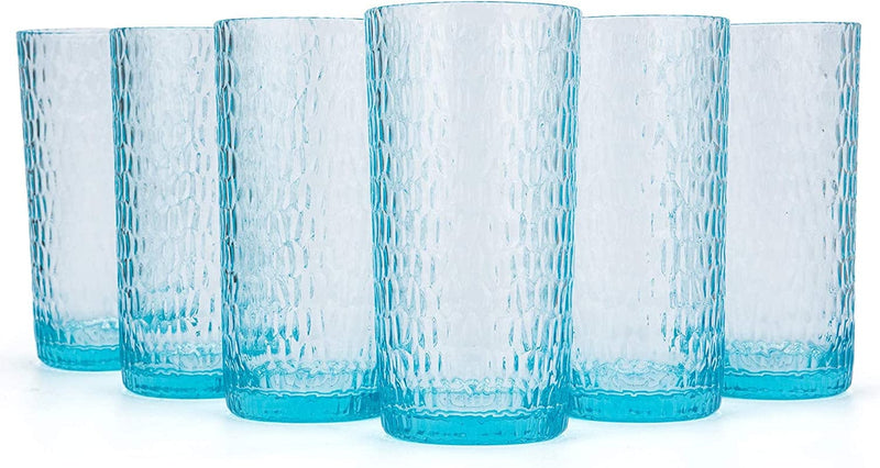 22-Ounce Honeycomb Highball Glasses Plastic Tumbler Acrylic Glasses, Set of 6 Blue Home & Garden > Kitchen & Dining > Tableware > Drinkware KX-WARE Blue 6 