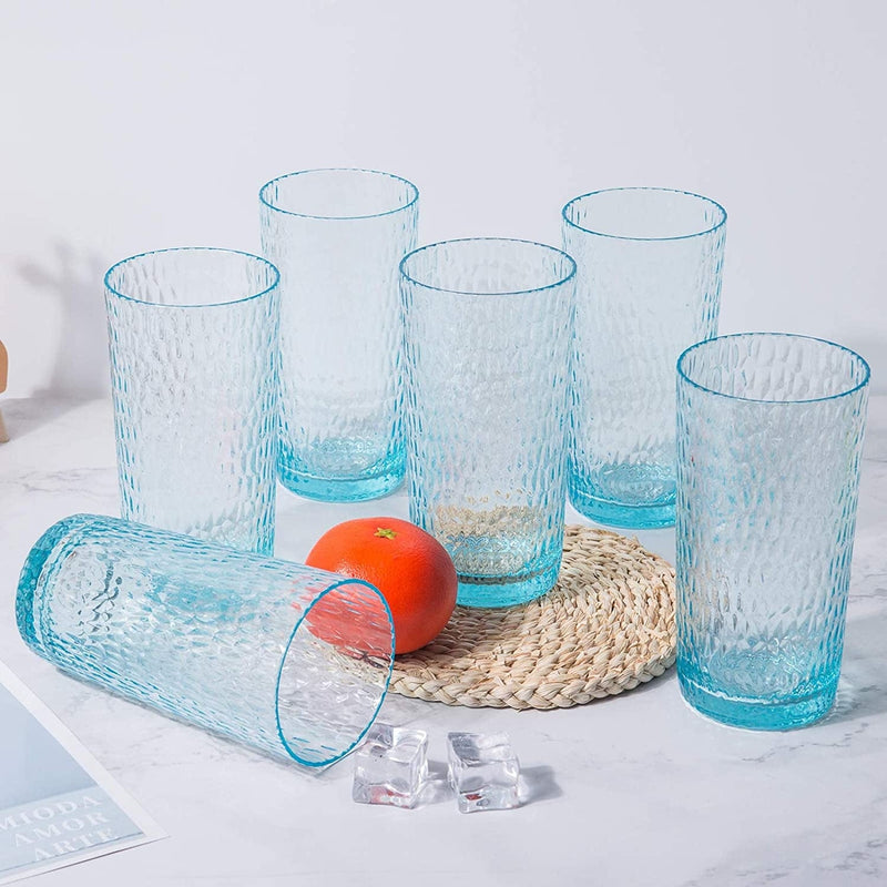 22-Ounce Honeycomb Highball Glasses Plastic Tumbler Acrylic Glasses, Set of 6 Blue Home & Garden > Kitchen & Dining > Tableware > Drinkware KX-WARE   
