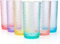 22-Ounce Honeycomb Highball Glasses Plastic Tumbler Acrylic Glasses, Set of 6 Blue Home & Garden > Kitchen & Dining > Tableware > Drinkware KX-WARE Multicolor 6 