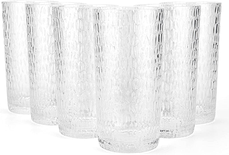 22-Ounce Honeycomb Highball Glasses Plastic Tumbler Acrylic Glasses, Set of 6 Blue Home & Garden > Kitchen & Dining > Tableware > Drinkware KX-WARE Clear 6 