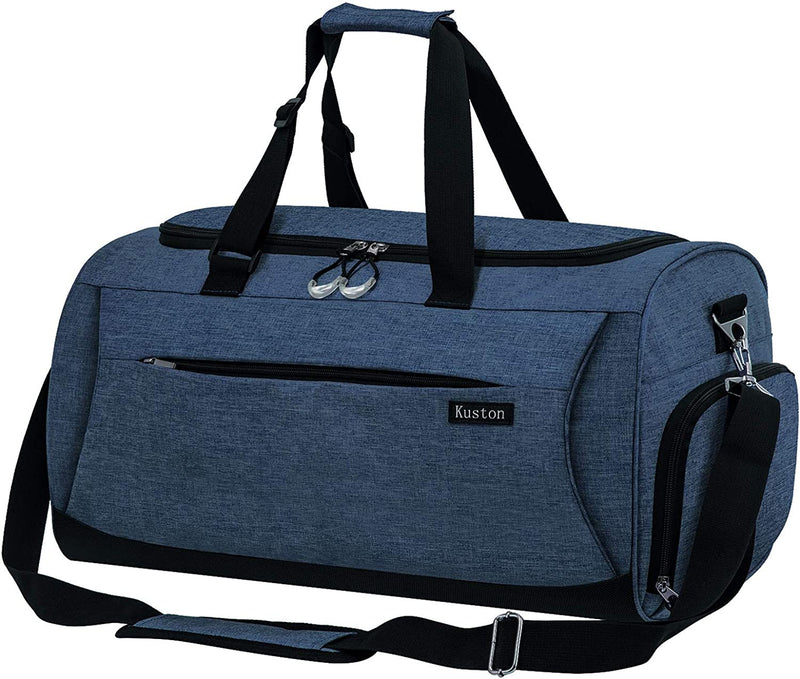 Kuston Sports Gym Bag with Shoes Compartment &Wet Pocket Gym Duffel Bag Overnight Bag for Men and Women Home & Garden > Household Supplies > Storage & Organization Kuston blue  