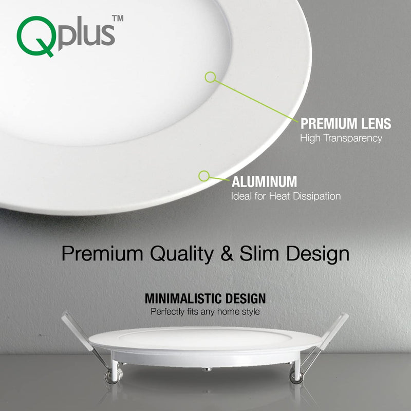 QPLUS 4Inch Dimmable LED Recessed Light, Ultra Thin Ceiling Lights with Junction Box, Canless Downlight, 10W=75W, 750LM, IC Rated, ETL, Energy Star, CSA Approved, Airtight, 4000K Bright White – 4PK Home & Garden > Lighting > Flood & Spot Lights QPLUS   