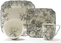 222 Fifth Adelaide 16-Piece Porcelain Dinnerware Set with Square Plates, Bowls, and Mugs, Yellow