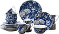 222 Fifth Adelaide 16-Piece Porcelain Dinnerware Set with Square Plates, Bowls, and Mugs, Yellow Home & Garden > Kitchen & Dining > Tableware > Dinnerware PTS America Dark Blue Round Plates 