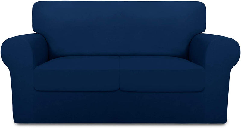 Purefit 4 Pieces Super Stretch Chair Couch Cover for 3 Cushion Slipcover – Spandex Non Slip Soft Sofa Cover for Kids, Pets, Washable Furniture Protector (Sofa, Brown) Home & Garden > Decor > Chair & Sofa Cushions PureFit Navy Medium 