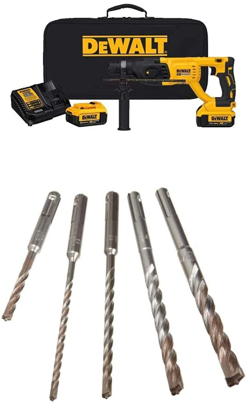 DEWALT 20V MAX* XR Rotary Hammer Drill Kit, D-Handle, 1-Inch (DCH133M2) Sporting Goods > Outdoor Recreation > Fishing > Fishing Rods DEWALT w/ 5pc SDS Bits  