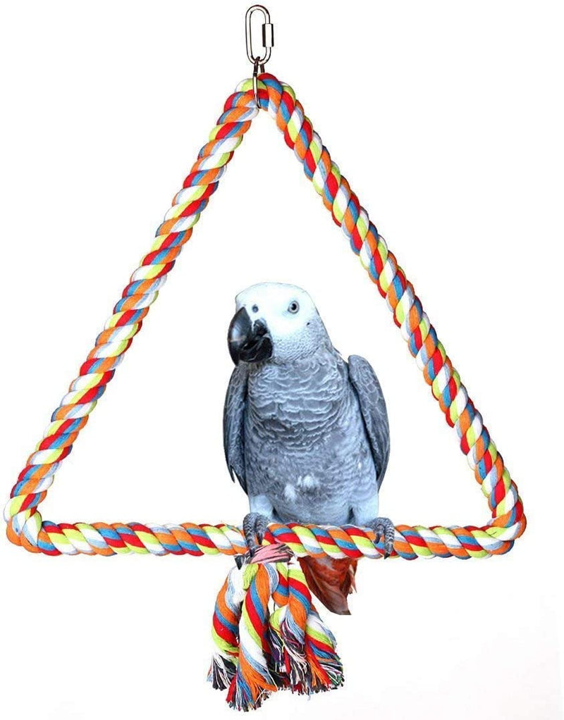 Hypeety Birds Rope Triangle Perch Adjustable Parrot Cage Stand Chewing Swing Toy Ropes for Small Medium Parrot Spiral Rope Cage (M:9.8 * 11Inch) Animals & Pet Supplies > Pet Supplies > Bird Supplies Hypeety M:9.8*11inch  