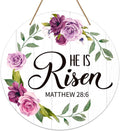 SICOHOME He Is Risen Door Sign 11.8" Vintage Floral He Is Risen Decor Sign Religious Easter Door Hanging Sign for Home Wall Farmhouse Indoor Outdoor Spring Decorations Home & Garden > Decor > Seasonal & Holiday Decorations SICOHOME A  