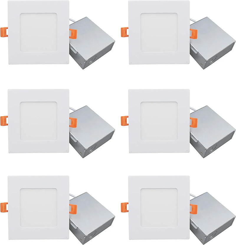 ANC 4 Inch 120V IC Rated LED Recessed Low Profile Square Panel Light, Dimmable Wafer Light, 9W 4000K 550Lm Canless Downlight, ETL Listed 6 Pack Home & Garden > Lighting > Flood & Spot Lights ANC 4000K Cool White square 4in 9W 6 pack 