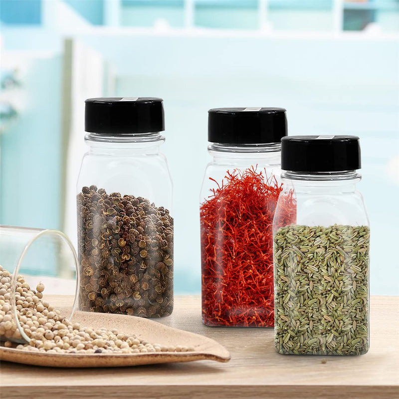 Royalhouse 12 Pack 9.5 Oz Plastic Spice Jars with Black Cap, Clear and Safe Plastic Bottle Containers with Shaker Lids for Storing Spice, Herbs and Seasoning Powders, Made in the USA Home & Garden > Decor > Decorative Jars RoyalHouse   