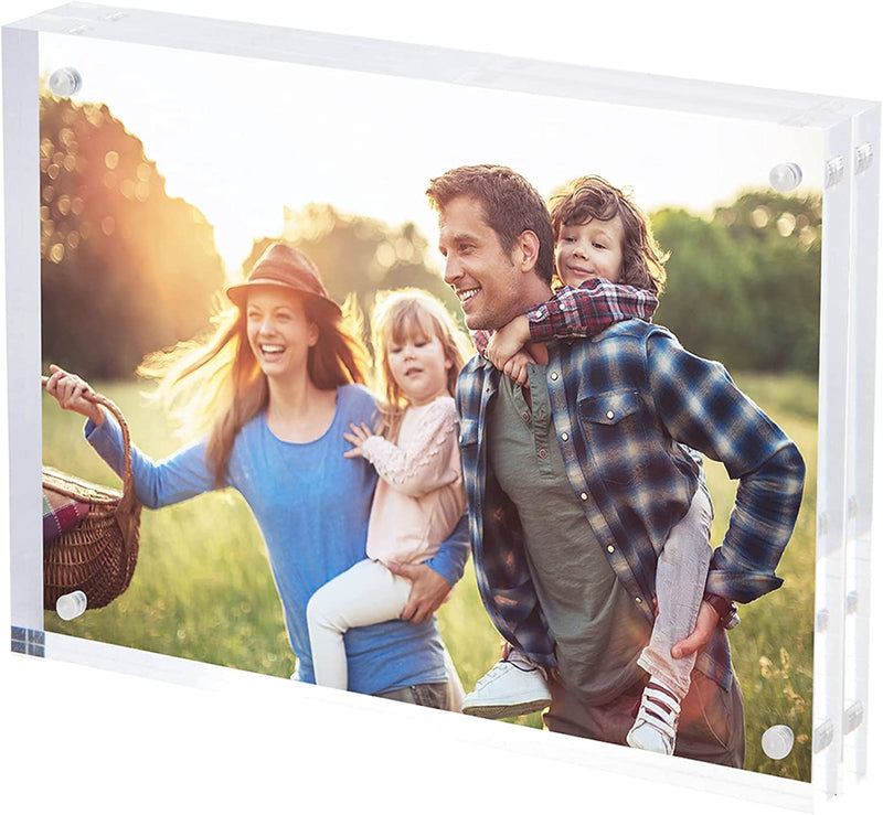 Simbalux Magnetic Acrylic Picture Photo Frame 4X6 Inches (3 Pack), Clear Glass Like, Double Sided Frameless Desktop Floating Display, Free Standing, Easy to Change Home & Garden > Decor > Picture Frames SimbaLux 6" x 8"  