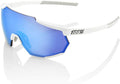 100% Racetrap Sport Performance Sunglasses - Sport and Cycling Eyewear with HD Lenses, Lightweight and Durable TR90 Frame Sporting Goods > Outdoor Recreation > Cycling > Cycling Apparel & Accessories 100% Matte White - Hiper Blue Multilayer Mirror_lens  