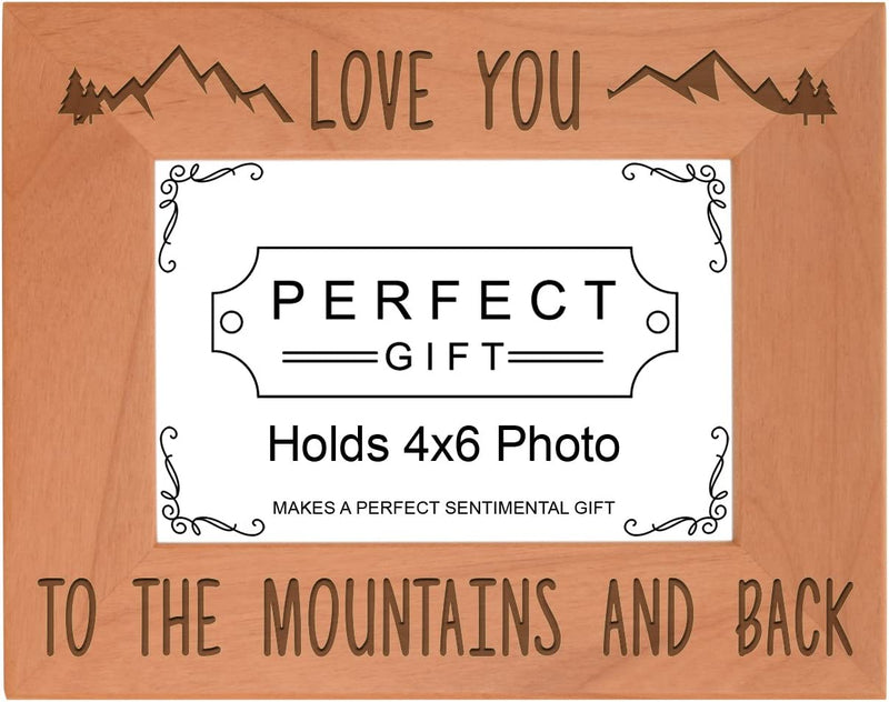 Mountain Photo Frame Love You to the Mountains Back Wood Engraved 5X7 Landscape Picture Frame Home & Garden > Decor > Picture Frames ThisWear 4x6 Landscape  