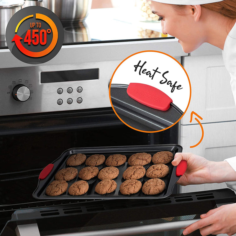 Nutrichef W/Heat Red Silicone Handles, Oven Safe, 3 Piece Set Home & Garden > Kitchen & Dining > Cookware & Bakeware NutriChef   