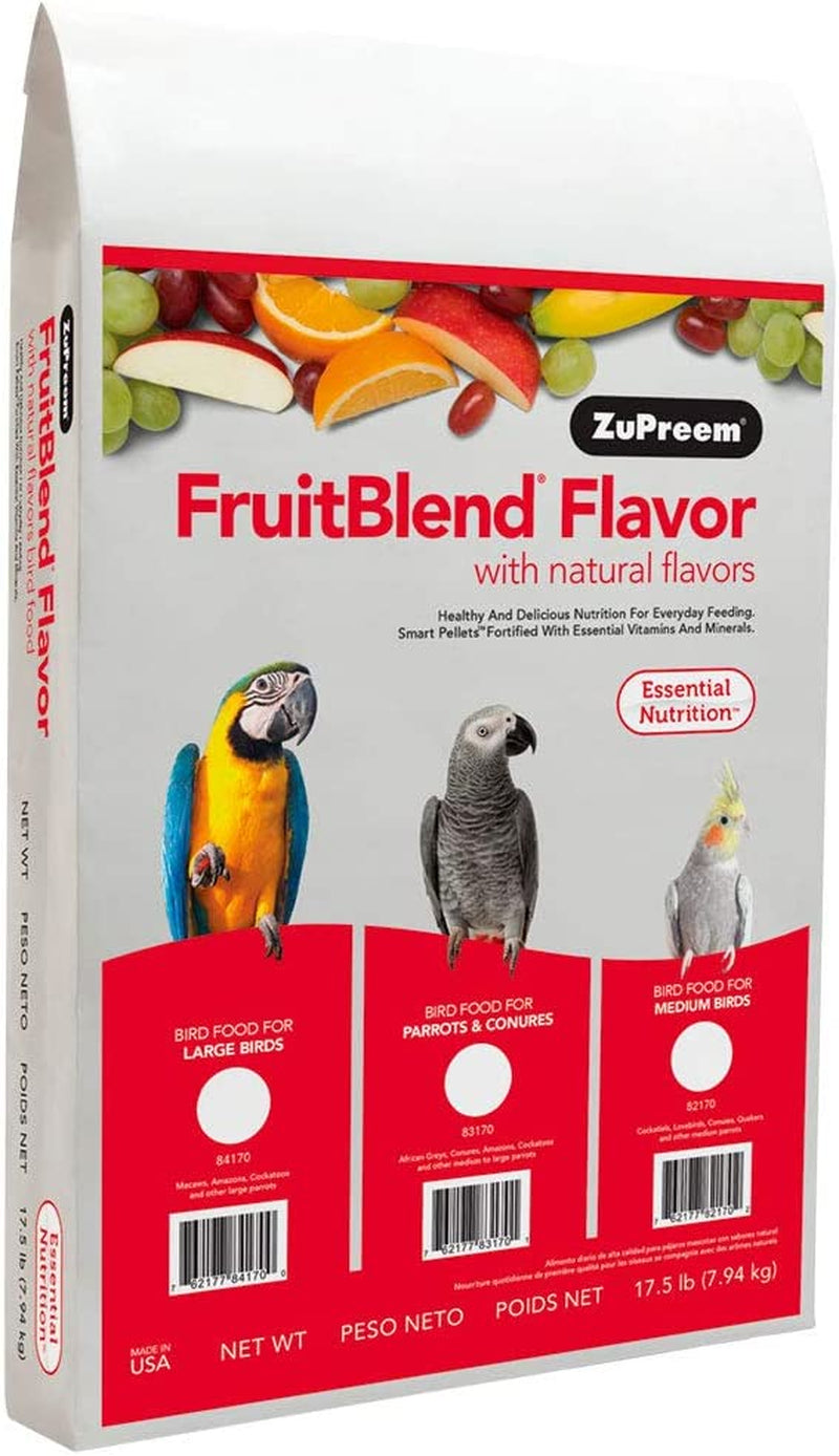 Zupreem Fruitblend Flavor Pellets Bird Food for Large Birds, 35 Lb - Daily Blend Made in USA for Amazons, Macaws, Cockatoos Animals & Pet Supplies > Pet Supplies > Bird Supplies > Bird Food ZuPreem Other 17.5 Pound (Pack of 1) 