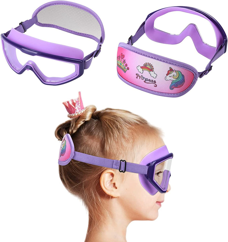 Kids Swim Goggles, Toddler Goggles, Swimming Goggles No Tangle / Bungee Strap Age 3-14 Sporting Goods > Outdoor Recreation > Boating & Water Sports > Swimming > Swim Goggles & Masks RUIGAO Kids Mask - Purple Princess  