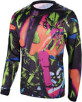 Men'S Mountain Bike Shirts Long Sleeve MTB Off-Road Motocross Jersey Quick Dry&Moisture-Wicking Sporting Goods > Outdoor Recreation > Cycling > Cycling Apparel & Accessories Wisdom Leaves Mixed/Black Medium 