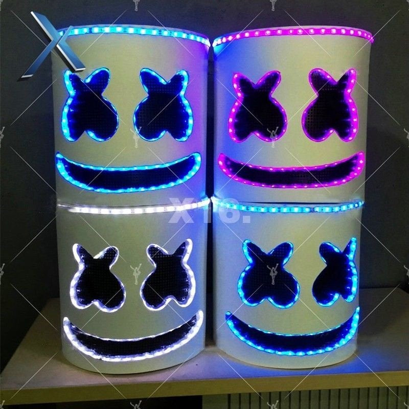 NEW LED Marshmello DJ Mask Helmet Cosplay Costume Halloween Party Props Bar Mask Apparel & Accessories > Costumes & Accessories > Masks Meihuida   