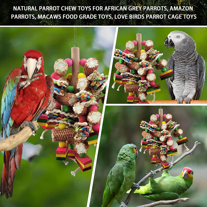 Parrot Toys, Bird Toys Made of Natural Multi-Colored Wooden Blocks, Suitable for African Gray Parrots, Parrots, Small and Medium-Sized Macaws Chewing, Exercise the Beak Animals & Pet Supplies > Pet Supplies > Bird Supplies > Bird Toys Cokliomc   