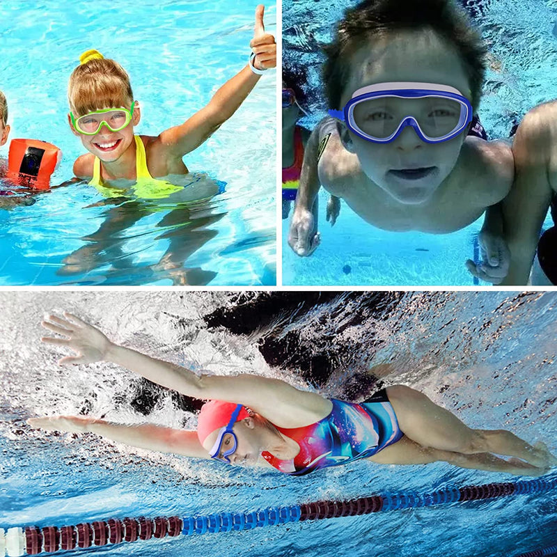 Swim Goggles for Kids 6-14, Kids Wide View Swimming Goggles with Nose Cover, anti Fog / UV No Leaking Waterproof Kids Goggles Sporting Goods > Outdoor Recreation > Boating & Water Sports > Swimming > Swim Goggles & Masks Reseldda   