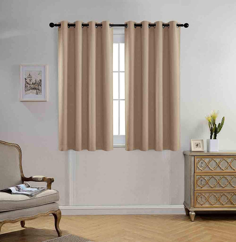 Miuco Room Darkening Texture Thermal Insulated Blackout Curtains for Bedroom 1 Pair 52X63 Inch Black Home & Garden > Decor > Window Treatments > Curtains & Drapes MIUCO Taupe 52x63 inch 