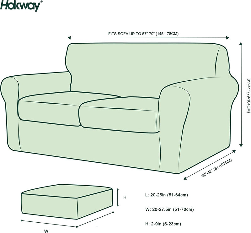 Hokway Couch Cover for 2 Cushion Couch 3 Piece Stretch Sofa Slipcovers with Separate Cushion for 2 Seater Couch Furniture Covers for Kids and Pets in Living Room(Medium,Dark Blue) Home & Garden > Decor > Chair & Sofa Cushions Hokway   