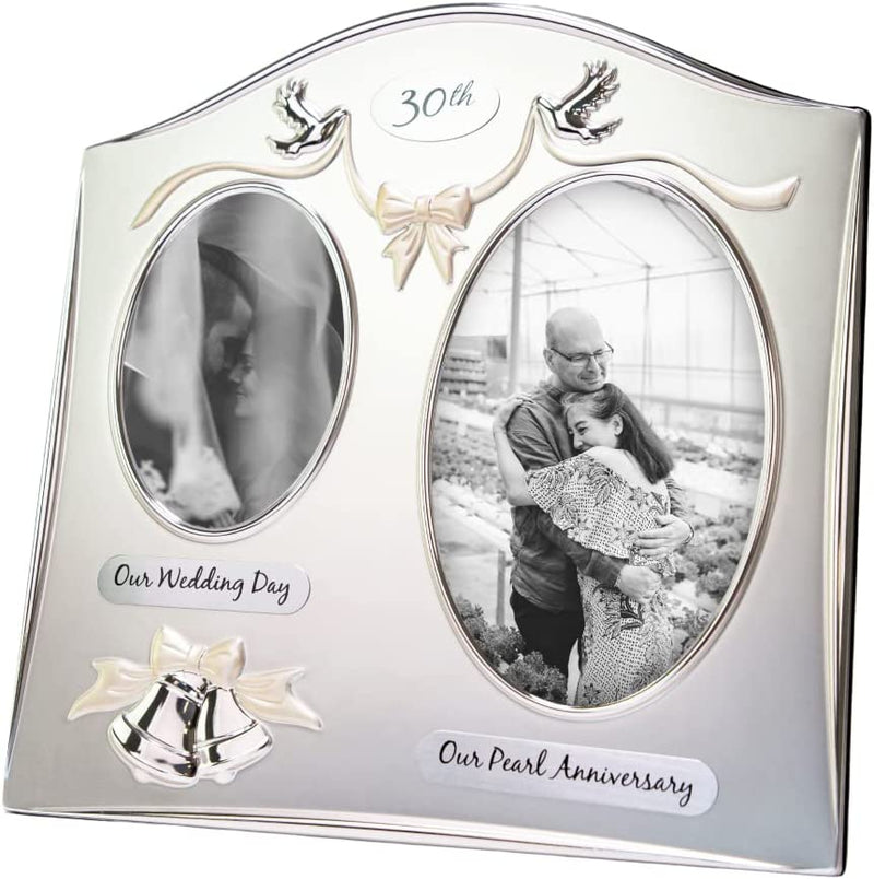 Haysom Interiors Traditional Two Tone Silver Plated 25Th Silver Anniversary Double Picture Frame Home & Garden > Decor > Picture Frames Haysom Interiors 30th  