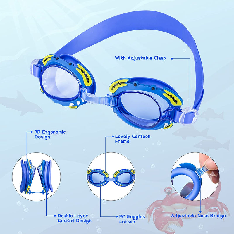 Qoosea Kids Swim Goggles 2 Pack Swimming Goggles for Children Teens with Swim Cap and Nose Clip Ear Plugs for Age 6-14 Anti-Fog Anti-Uv No Leaking Waterproof Clear Wide Vision Swim Pool Goggle Sporting Goods > Outdoor Recreation > Boating & Water Sports > Swimming > Swim Goggles & Masks Qoosea   
