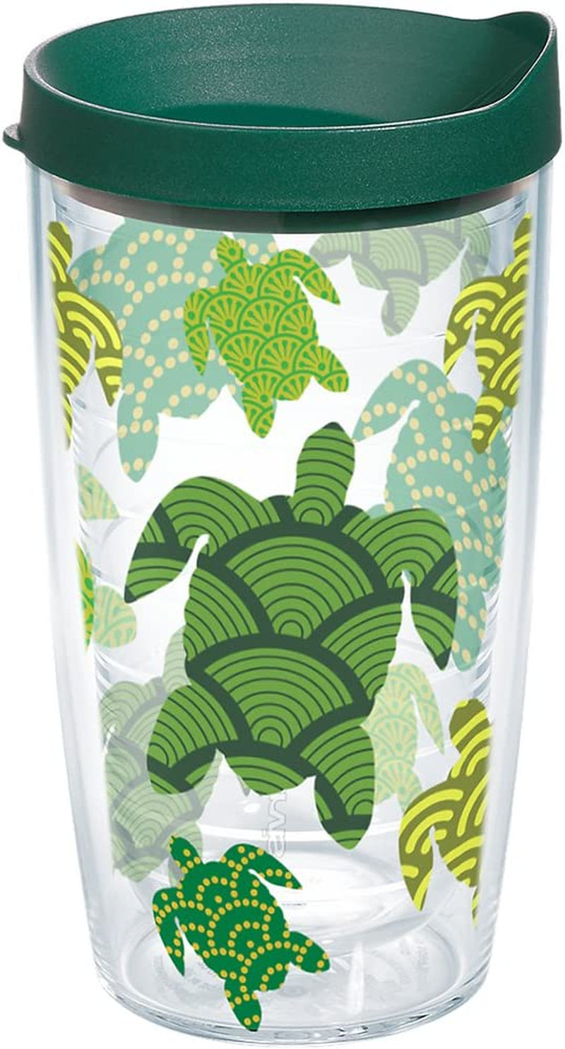 Tervis Turtle Pattern Made in USA Double Walled Insulated Tumbler, 16 Oz, Clear