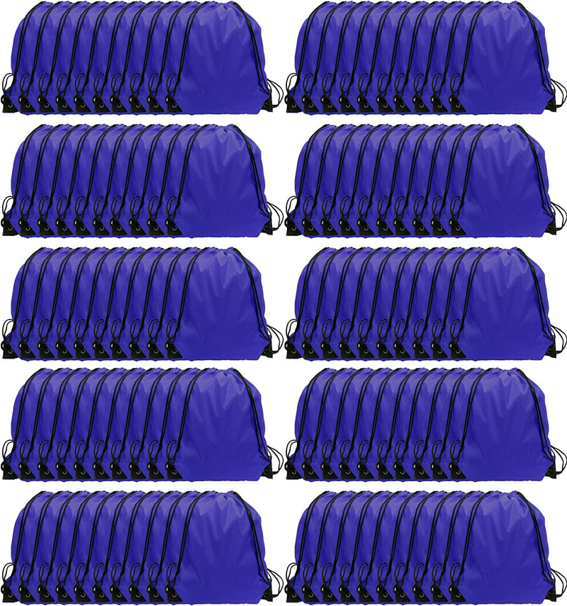 Drawstring Backpack Bulk, 100 Pcs Draw String Bags Cinch Bag Drawstring Gym Bag Sackpack Drawstring Bags for Kids Women Men, Blue Home & Garden > Household Supplies > Storage & Organization GoodtoU Royal Blue 100 