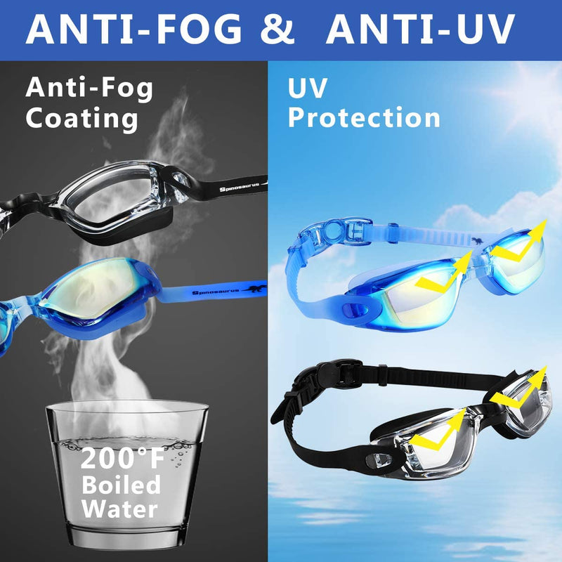 Spinosaurus Swim Goggles Swimming Goggles, 2 Pack anti Fog No Leaking UV Protection Swim Goggles for Women Men Adult Youth Sporting Goods > Outdoor Recreation > Boating & Water Sports > Swimming > Swim Goggles & Masks Spinosaurus   