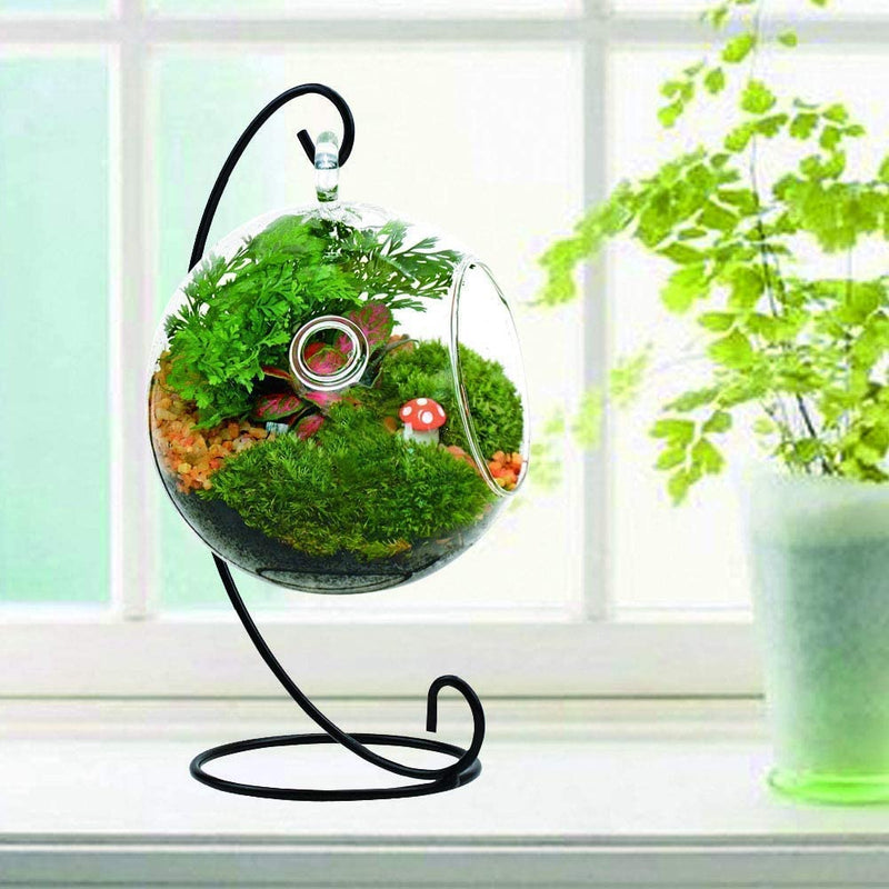 Daskfire Ornament Display Stand, Air Plants Holder, Planter Terrariums Hanger, Black Iron Wire Hanging Hook for Glass Crystal Witch Ball, Easter Christmas Decoration, Home Party Decor, Art Craft Fair Home & Garden > Decor > Seasonal & Holiday Decorations DaskFire   