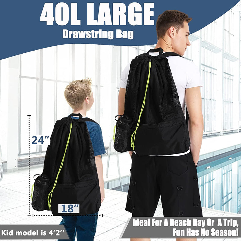 AHIBGRN Gym Drawstring Bags, Mesh Swim Bag, Swimming Bags for Swimmers, Large Beach Backpack, Mens Beach Bag Backpack Sporting Goods > Outdoor Recreation > Boating & Water Sports > Swimming MarvelousBag   