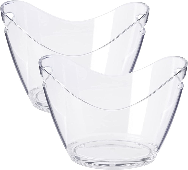 Ice Buckets for Parties - Ice Bucket - 3.5 Liter Clear Acrylic Champagne Bucket with Easy-To-Carry Handles - Good for up to 2 Wine or Champagne Bottles (2 Pack)