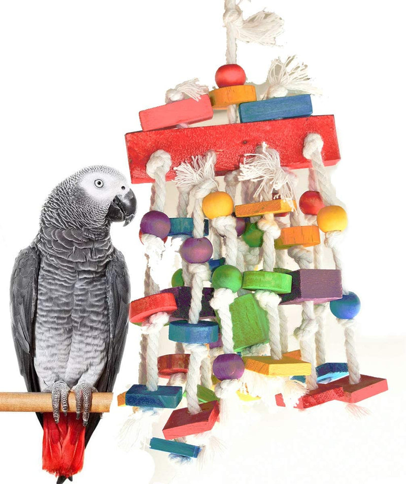 Mrli Pet Bird Chewing Toys, Parrot Cage Bite Toys - Multicolored Natural Wooden Knots Blocks Waterfall Bird Tearing Entertaining Toys Suggested for Cockatoos Parakeet and Variety of Animals & Pet Supplies > Pet Supplies > Bird Supplies > Bird Toys Mrli Pet   