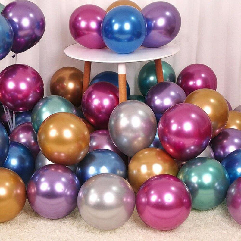 Clearance!50Pcs Thicken Durable Balloon Party Supplies Wedding Birthday Metallic Face Latex Balloons for Holiday Events Party Decoration Silver Arts & Entertainment > Party & Celebration > Party Supplies Elaydool   