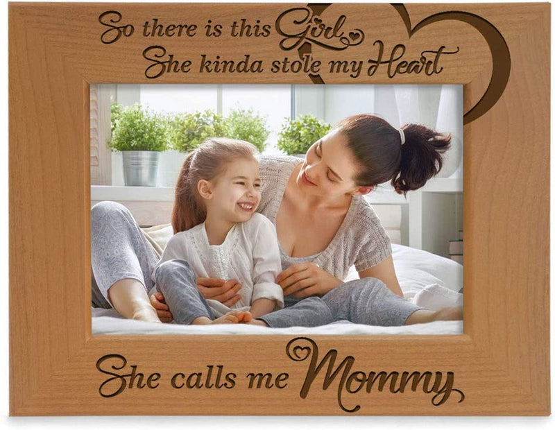 KATE POSH so There Is This Girl She Calls Me Mommy - Natural Engraved Wood Photo Frame - Mother and Daughter Gifts, Mother'S Day, Best Mom Ever, New Baby, New Mom (5X7-Vertical) Home & Garden > Decor > Picture Frames KATE POSH 4x6-Horizontal  