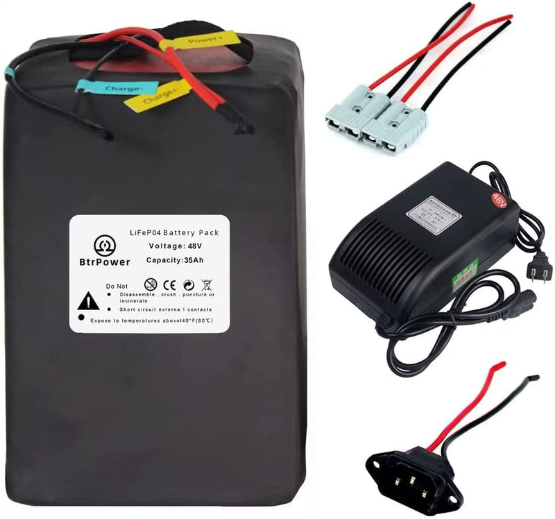 Btrpower Ebike Battery 48V 10AH 18AH 20AH 30AH 50AH Lithium Ion / Lifepo4 Battery Pack with 5A Charger,50A BMS for 300W-3000W Motor