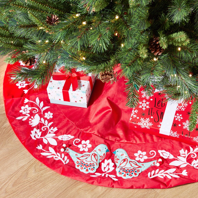 The Pioneer Woman Red Mazie Bird Christmas Tree Skirt, 48" Home & Garden > Decor > Seasonal & Holiday Decorations > Christmas Tree Skirts Dyno Seasonal Solutions, LLC.   