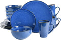 Gibson Elite Couture Bands round Reactive Glaze Stoneware Dinnerware Set, Service for Four (16Pcs), Blue and Cream Home & Garden > Kitchen & Dining > Tableware > Dinnerware Gibson Elite Cobalt Blue  