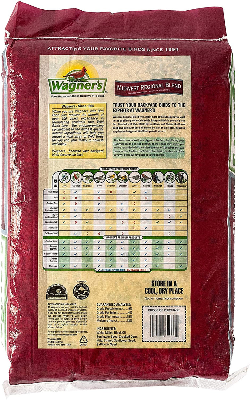 Wagner'S 62006 Midwest Regional Blend Wild Bird Food, 20-Pound Bag Animals & Pet Supplies > Pet Supplies > Bird Supplies > Bird Food Wagner's   