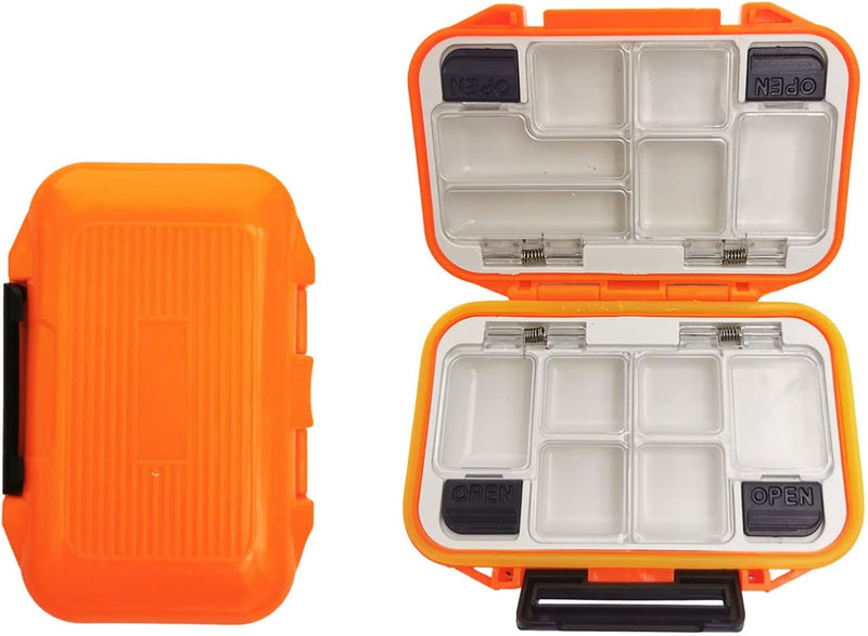 2X Small Hard Fishing Tackle Box Portable Case Hooks Lure Baits Storage Box Containers for Storing Swivels Jigs Hooks Sinker,10 Compartments (Black) Sporting Goods > Outdoor Recreation > Fishing > Fishing Tackle Drchoer Orange (Waterproof)  