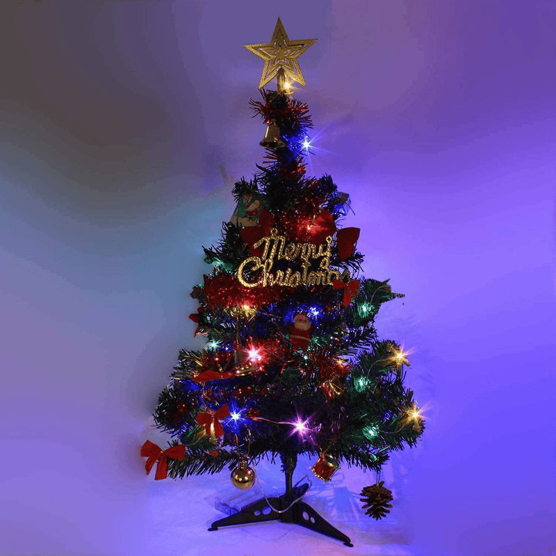 24"/60cm Tabletop Xmas Tree, Artificial Mini Christmas Pine Tree with LED String Lights & Ornaments (Xmas Tree) Home & Garden > Decor > Seasonal & Holiday Decorations > Christmas Tree Stands Dream Loom   
